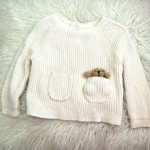 Baby Gap Cream Sweater w/ Pocket Teddy Bear Toy